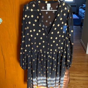 H&M women’s metallic polka dot dress with long sleeves